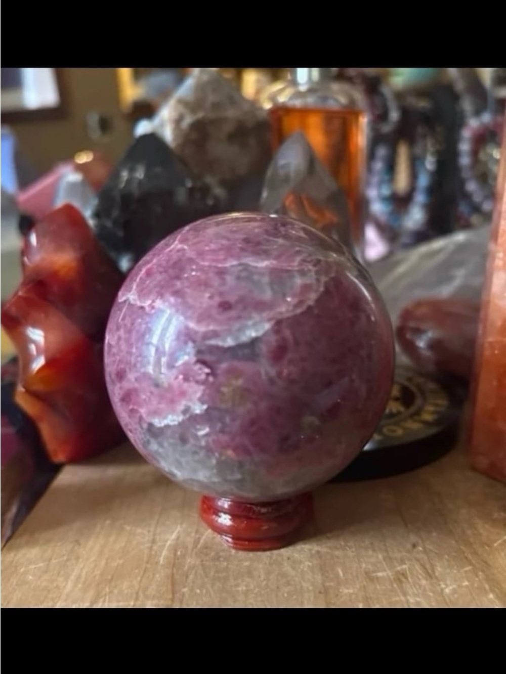 Pink Rhodonite Sphere - Picture 3 of 9